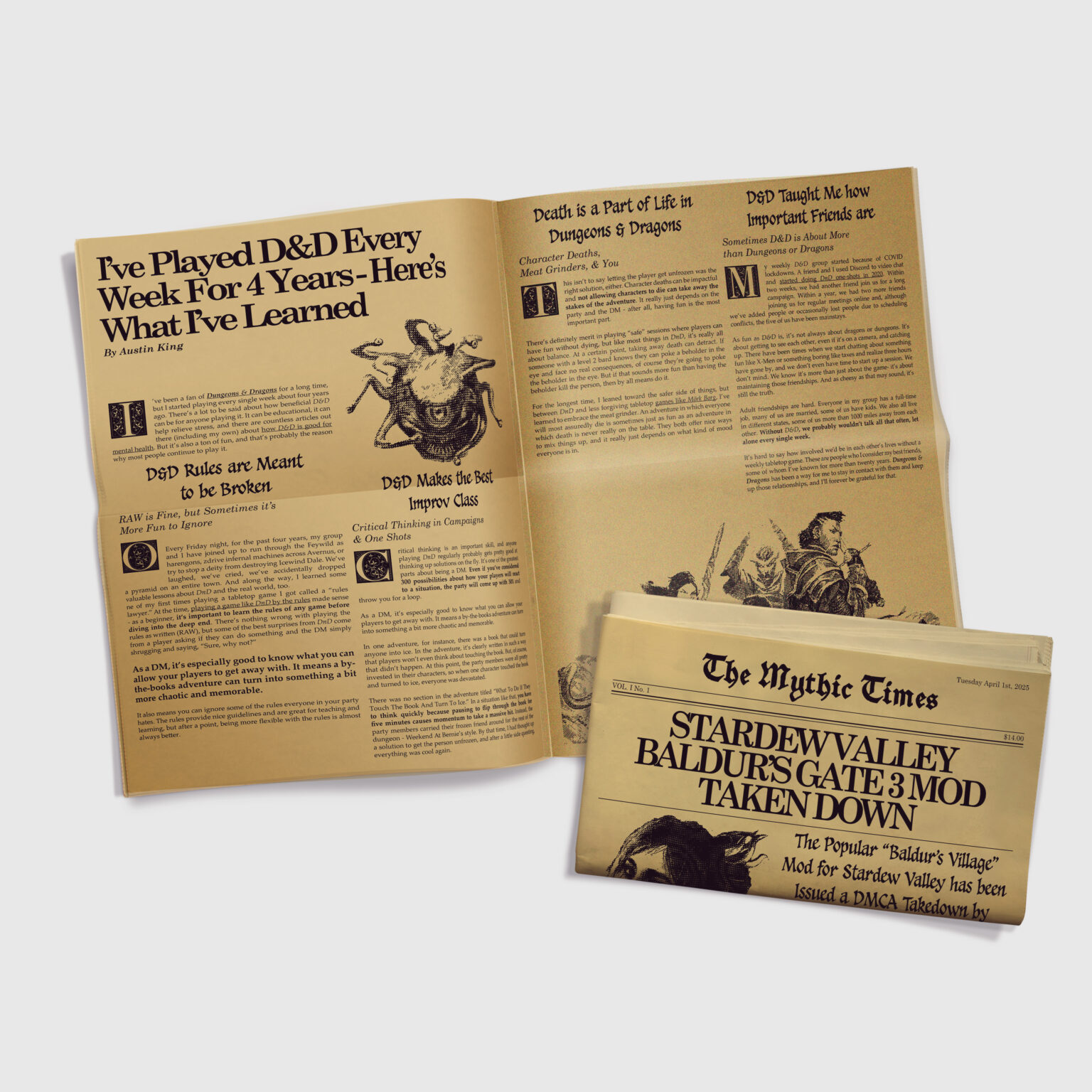 Editorial The Mythic Times Spread 1 Mockup