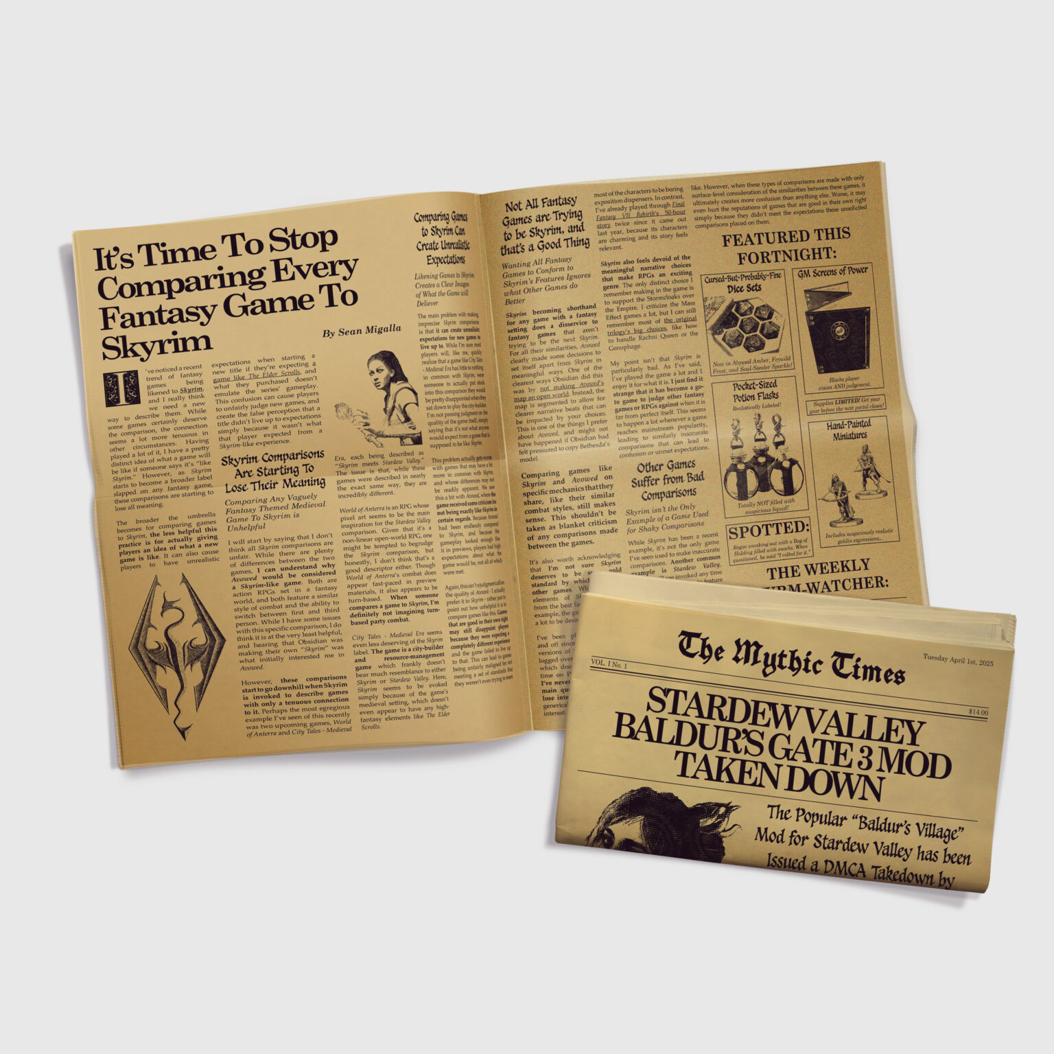 Editorial The Mythic Times Spread 2 Mockup