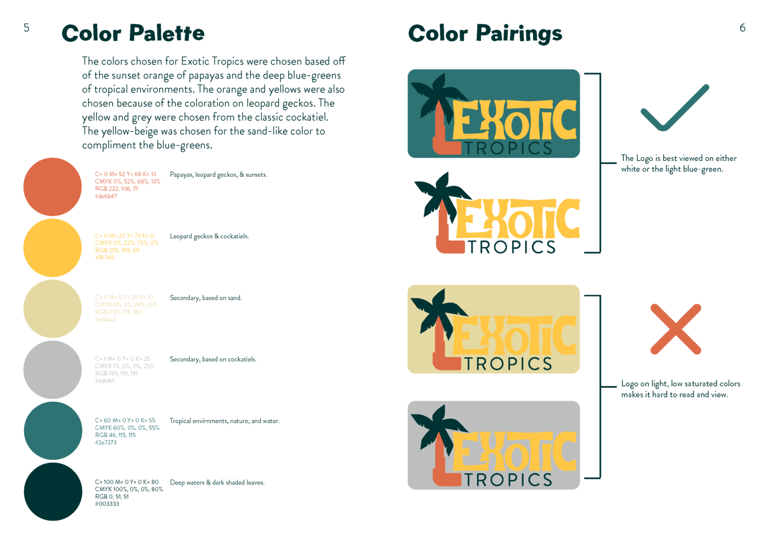Branding Exotic Tropics Style Guide Page 3