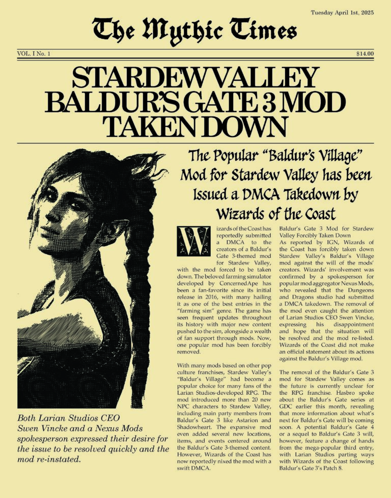 Editorial The Mythic Times Cover Page