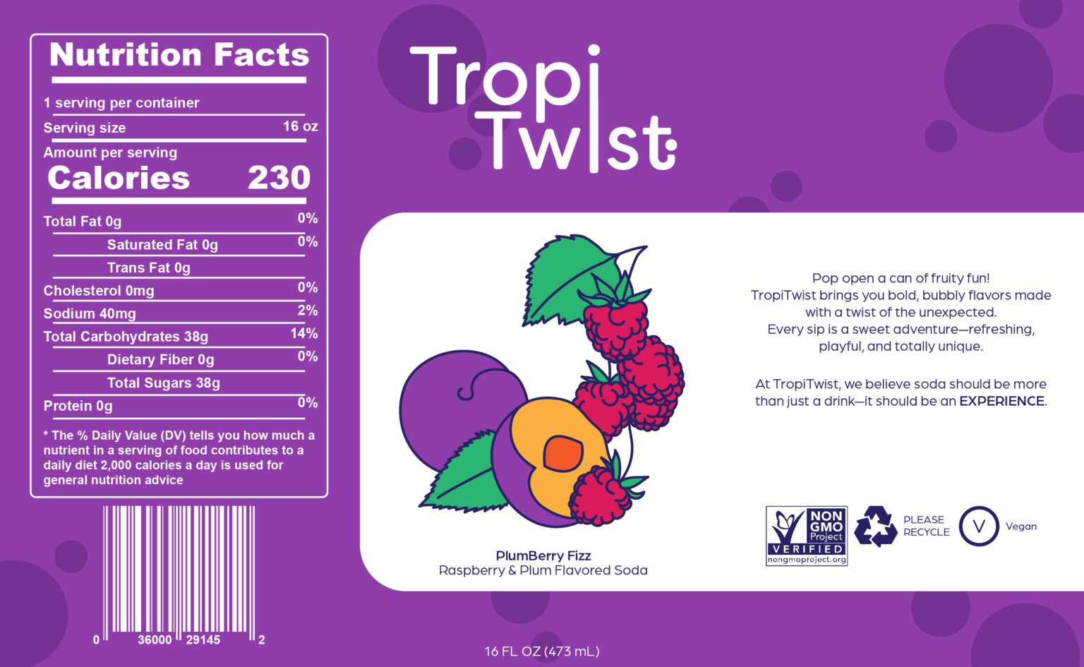 Branding PlumBerry Fizz Can Label