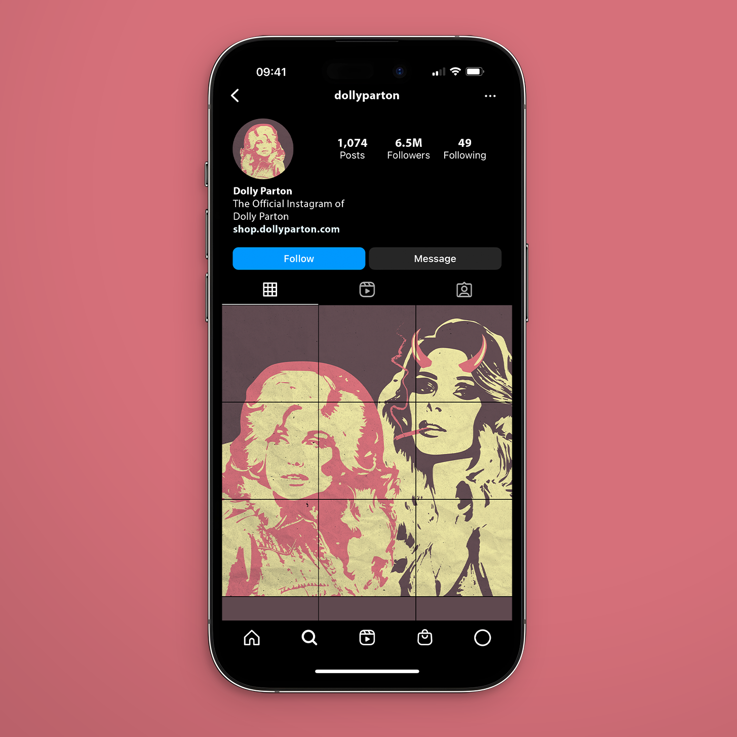 Marketing Dolly Parton Instagram Profile Mockup